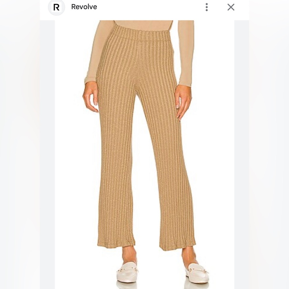 SOLD! NWOT  Revolve Enza Costa Lurex Ribbed Flare Pant in Sand/Gold